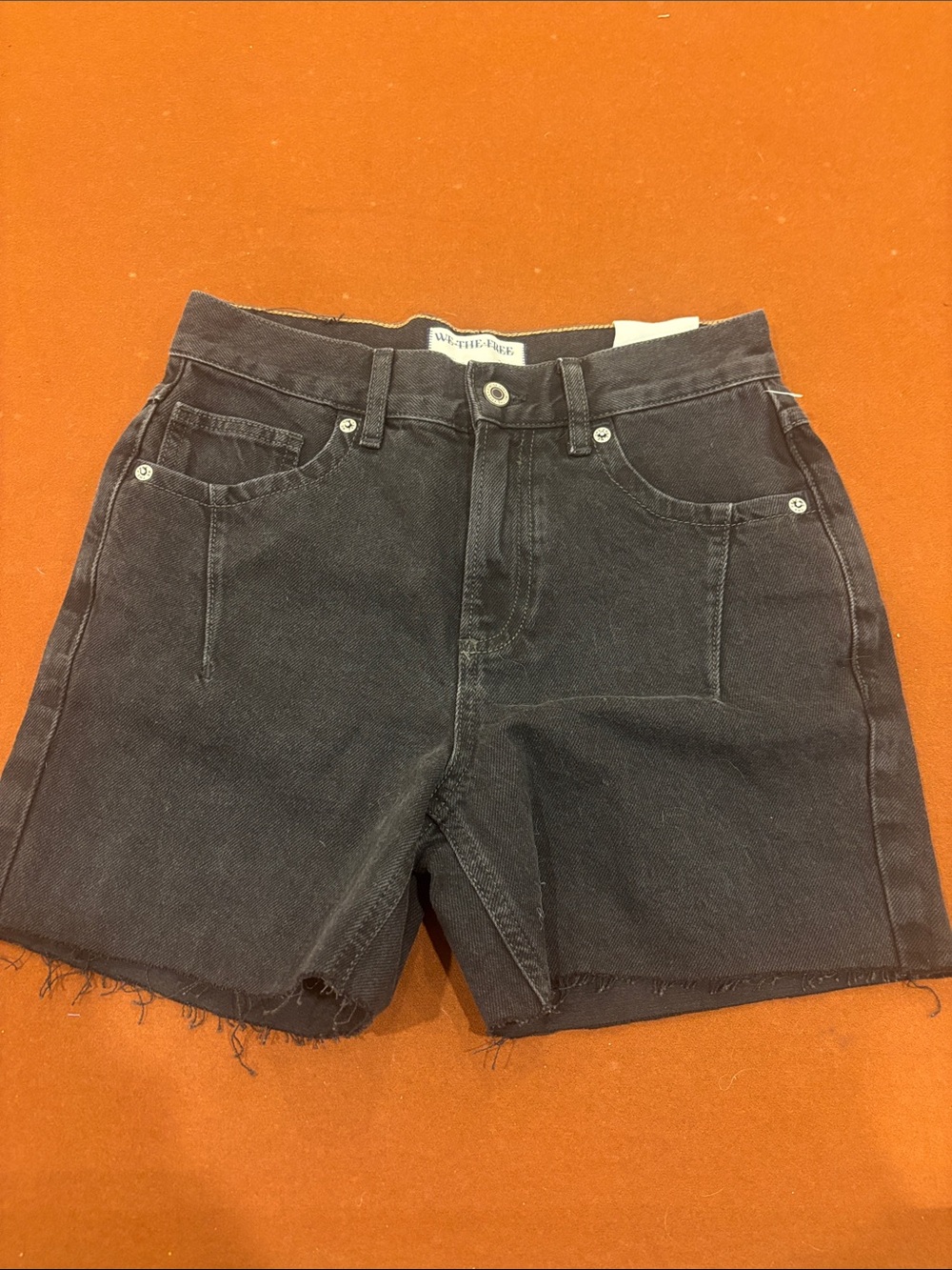 NEW We The Free Black High-Rise Raw Hem Jean Shorts